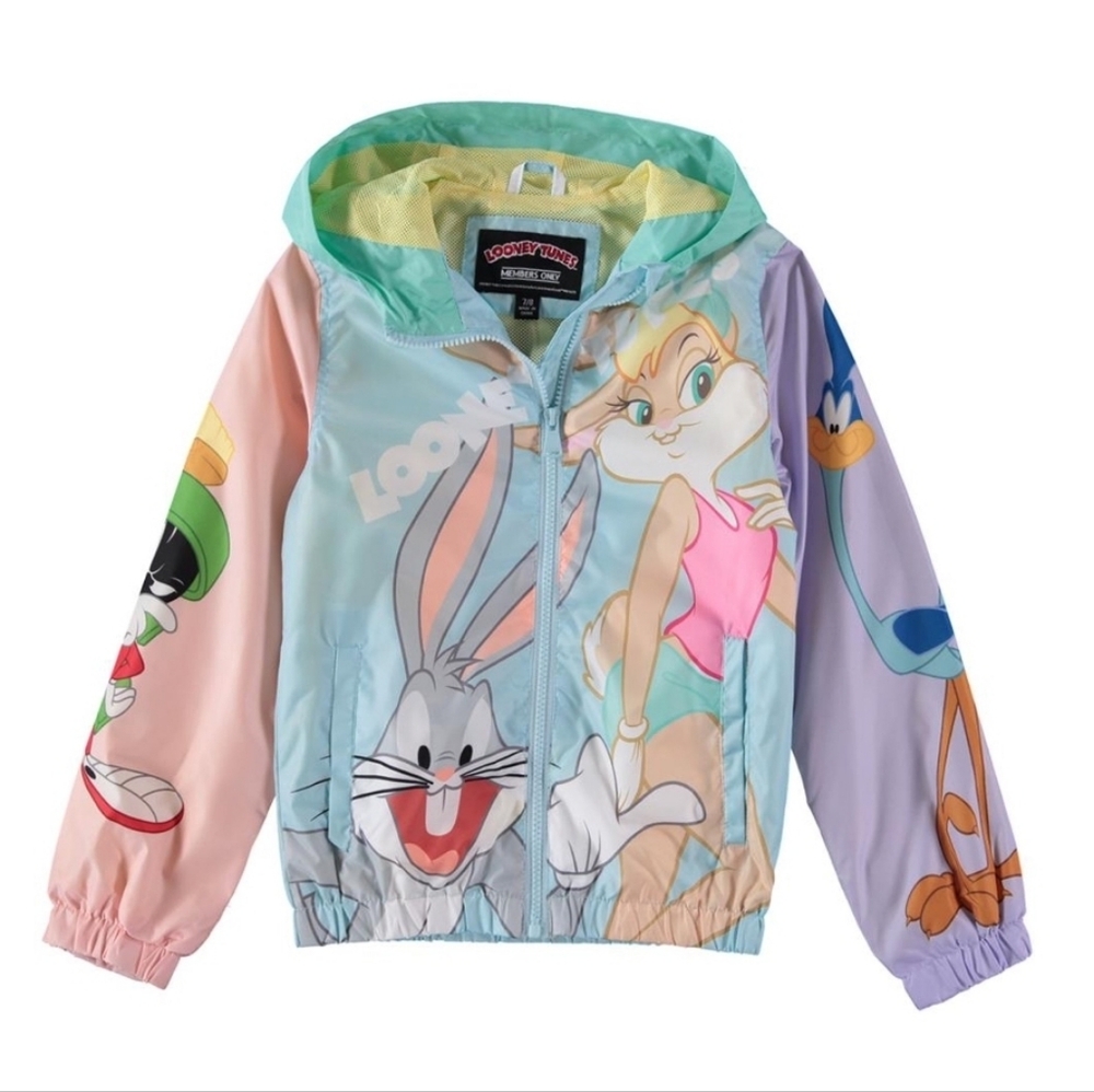 Members Only Girls 7/8 Looney Tunes Bugs Bunny Hooded Windbreaker Jacket